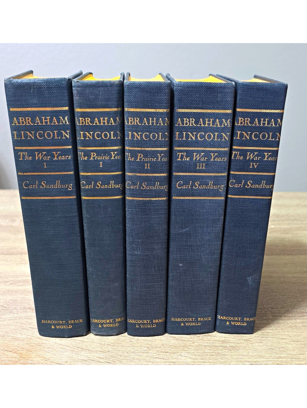 Carl Sandburg Abraham Lincoln Prairie Years I-II & War Years I-IV HC Harcourt
